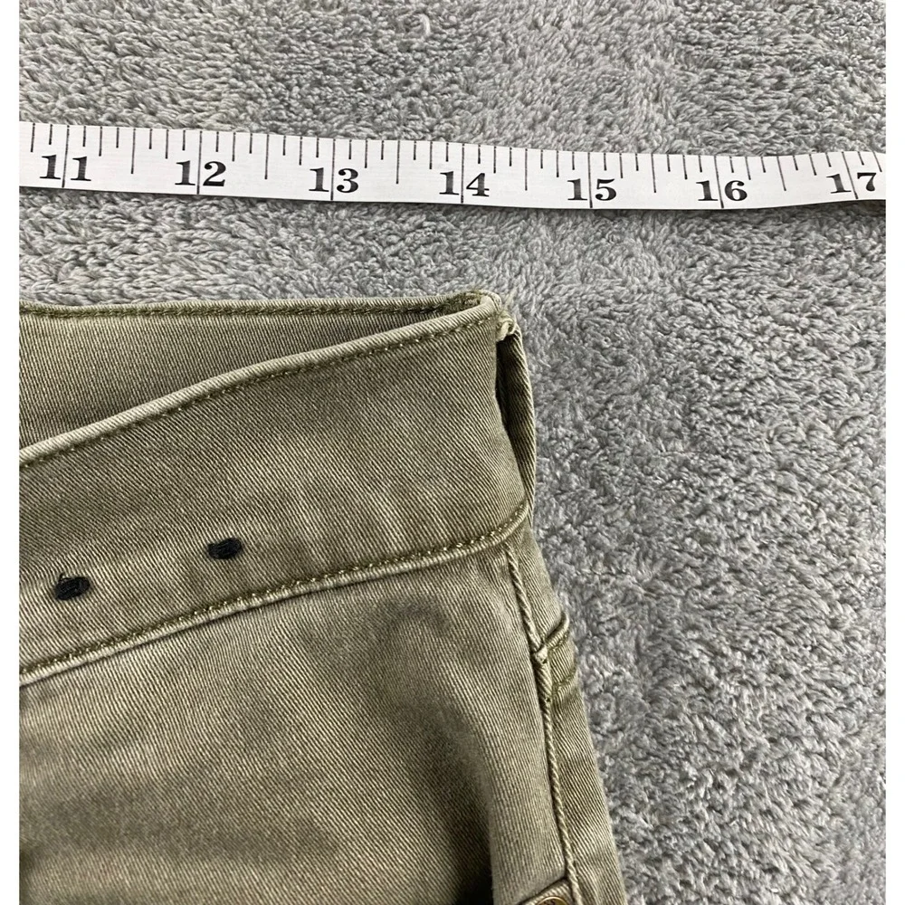 Express‎ Womens Moto Legging Mid Rise Olive Green Skinny Jeans Ribbed Knee Sz 2R